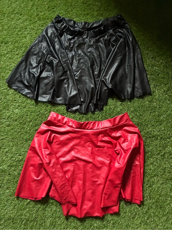 Rainbow Dresses & Skirts - Women’s Faux Leather Skirt - Black and Red
